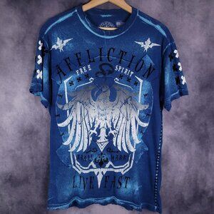 Affliction distressed grunge Y2K style blue shirt